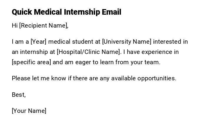 Quick Medical Internship Email Quick Medical Internship Email