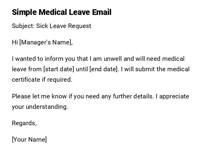 Simple Medical Leave Email Simple Medical Leave Email