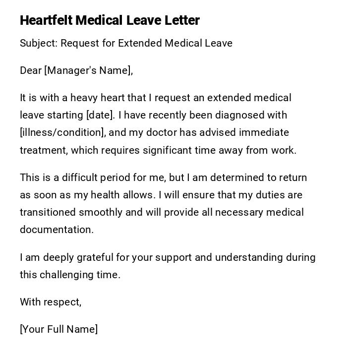 Heartfelt Medical Leave Letter Heartfelt Medical Leave Letter