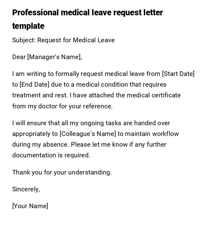 Professional medical leave request letter template Professional medical leave request letter template