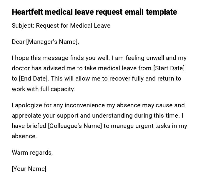 Heartfelt medical leave request email template Heartfelt medical leave request email template