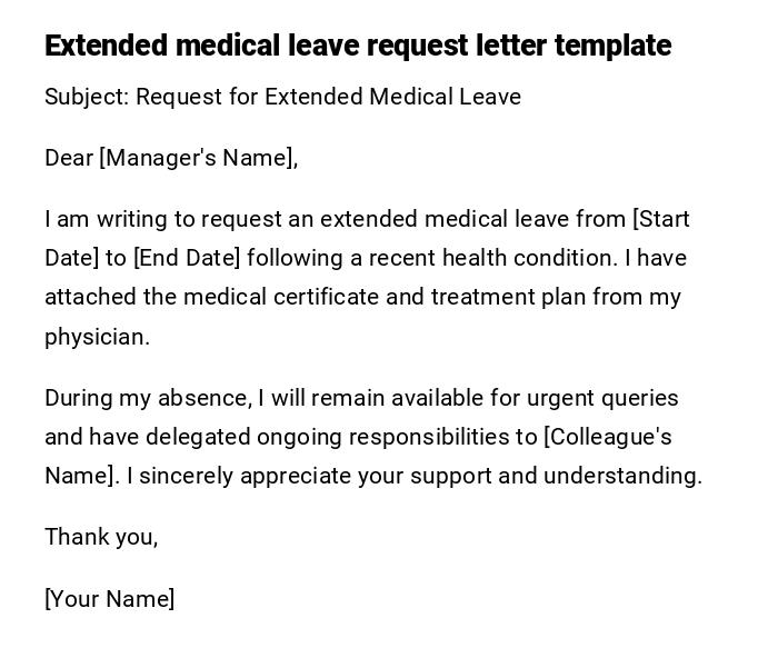Extended medical leave request letter template Extended medical leave request letter template