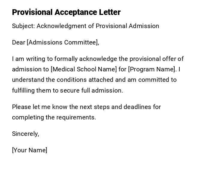 Provisional Acceptance Letter Provisional Acceptance Letter
