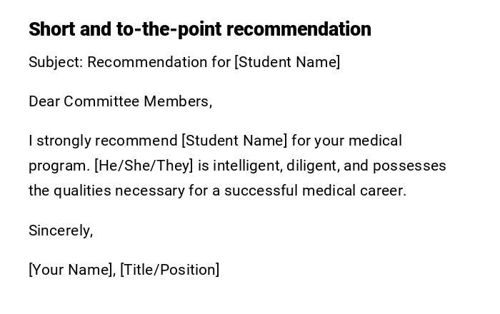 Short and to-the-point recommendation