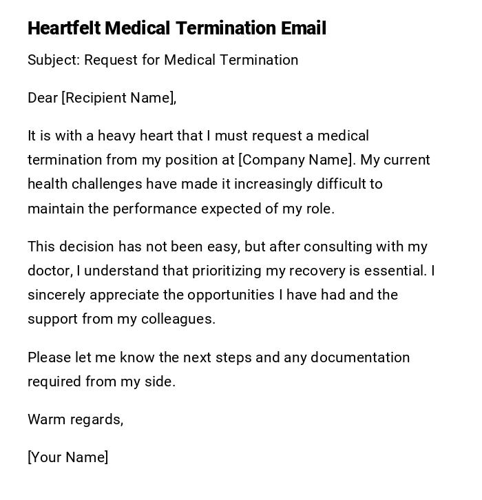 Heartfelt Medical Termination Email Heartfelt Medical Termination Email