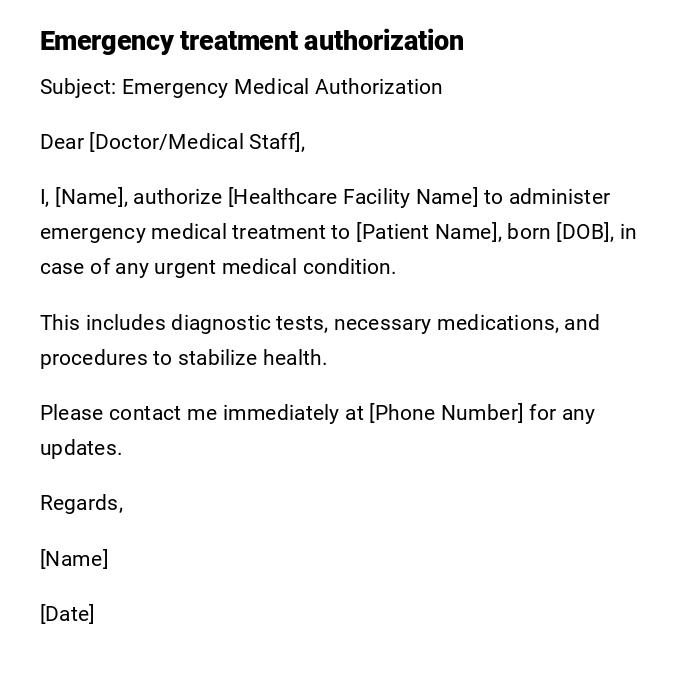 Emergency treatment authorization Emergency treatment authorization
