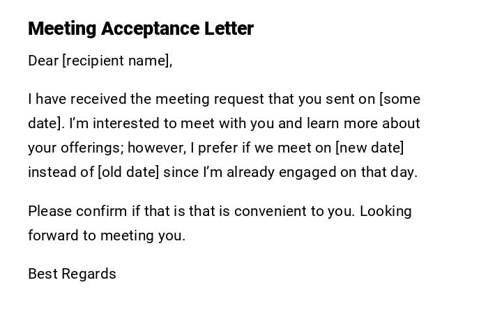 Meeting Acceptance Letter