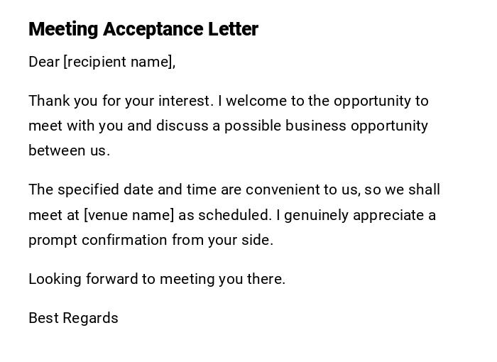 Meeting Acceptance Letter