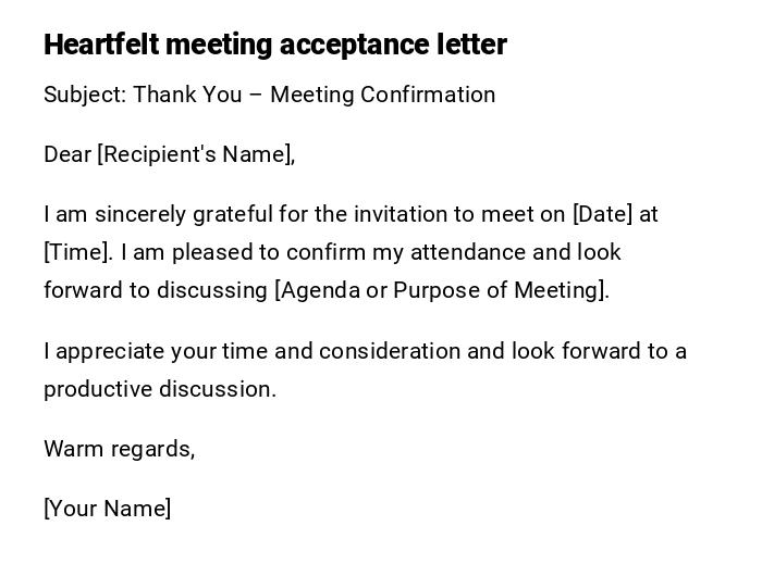 Heartfelt meeting acceptance letter