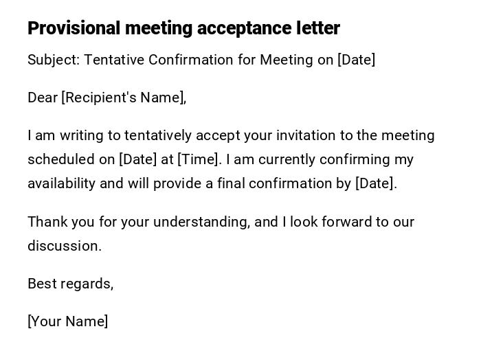 Provisional meeting acceptance letter