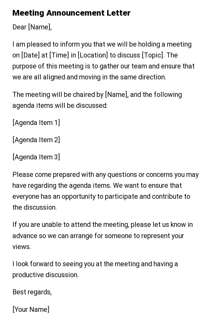 Meeting Announcement Letter