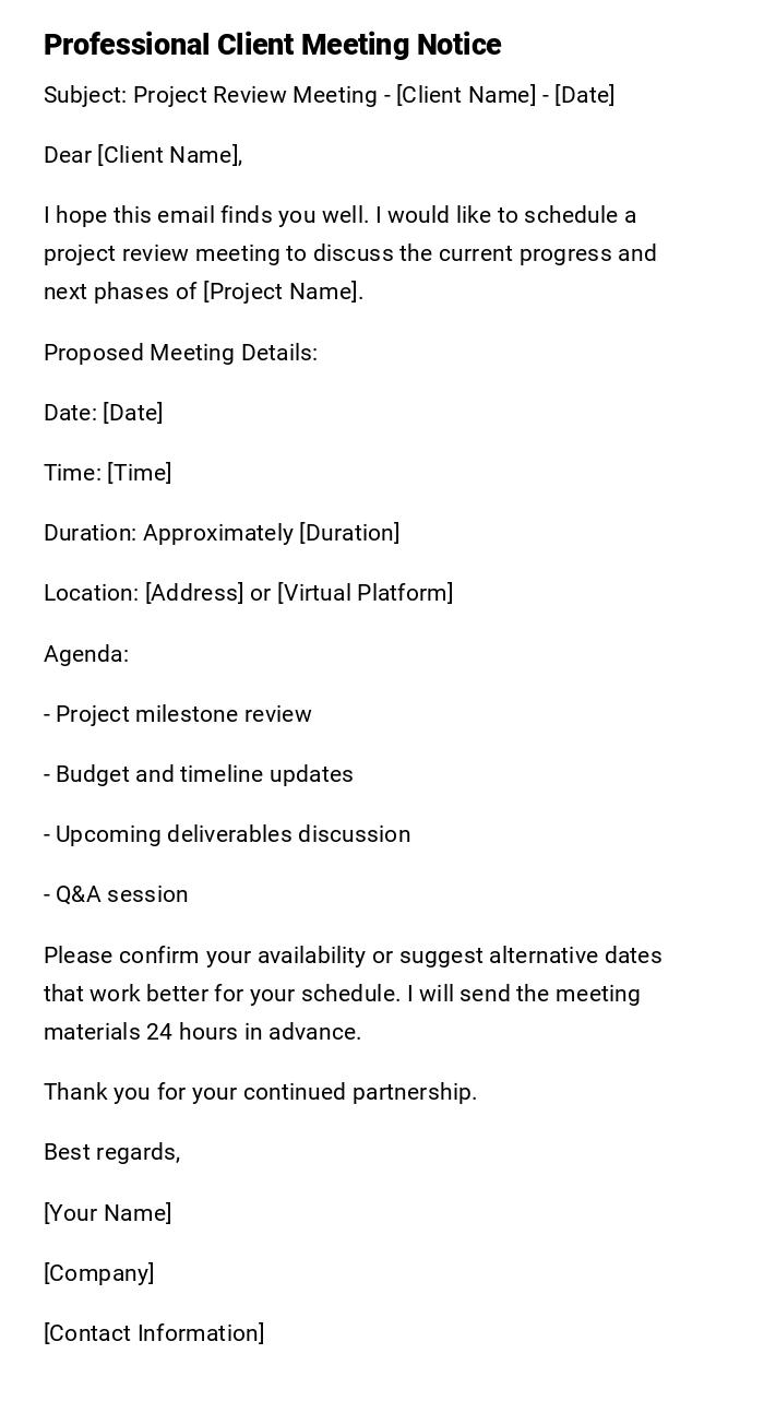 Professional Client Meeting Notice Professional Client Meeting Notice