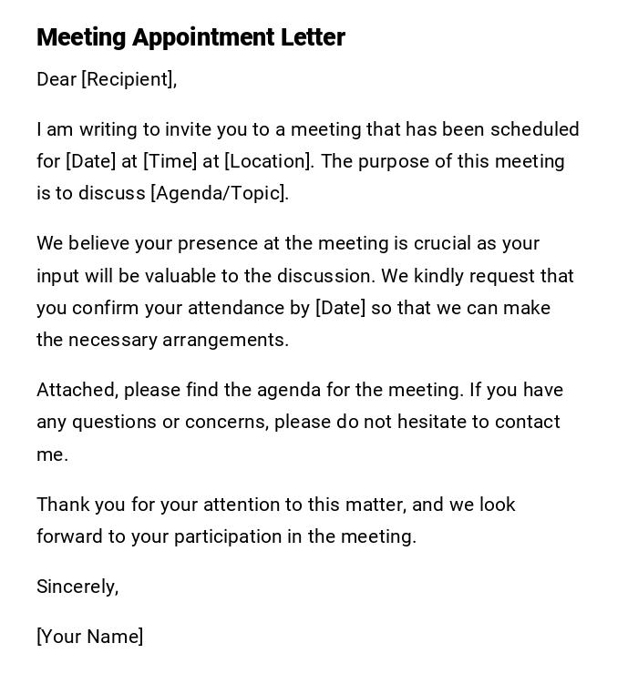 Meeting Appointment Letter