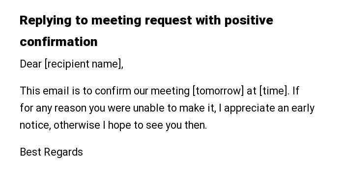Replying to meeting request with positive confirmation