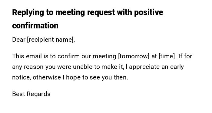 Replying to meeting request with positive confirmation