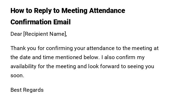 Meeting Attendance Confirmation Email