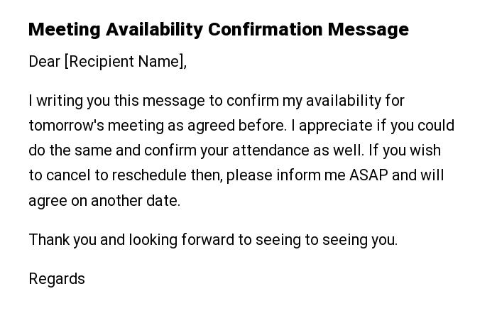 Meeting Availability Confirmation Message