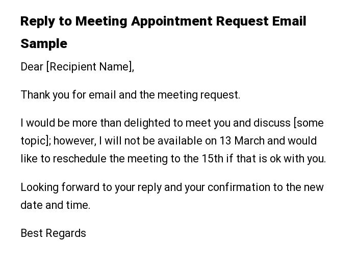 Reply to Meeting Appointment Request Email Sample