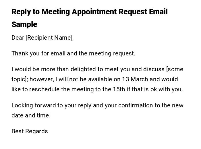 Reply to Meeting Appointment Request Email Sample