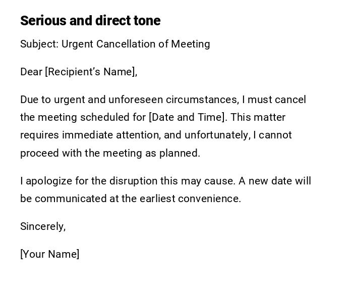 Serious and direct tone Serious and direct tone