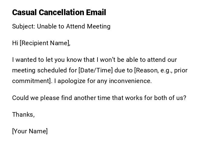 Casual Cancellation Email Casual Cancellation Email
