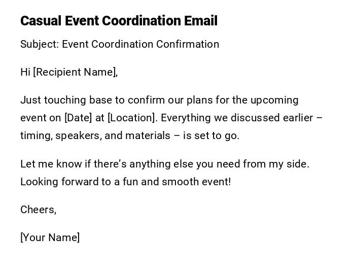 Casual Event Coordination Email Casual Event Coordination Email
