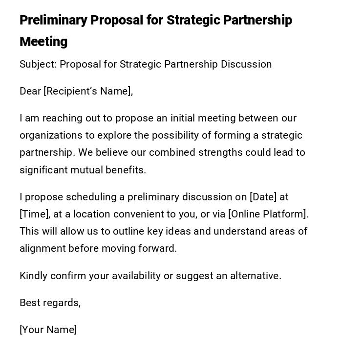 Preliminary Proposal for Strategic Partnership Meeting