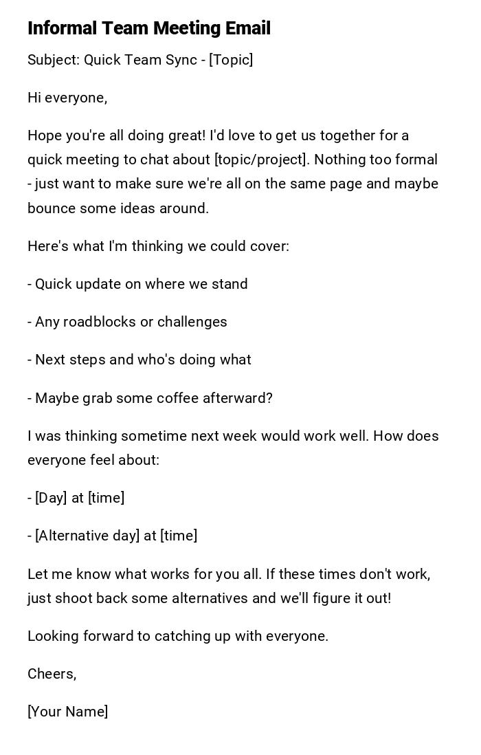 Informal Team Meeting Email