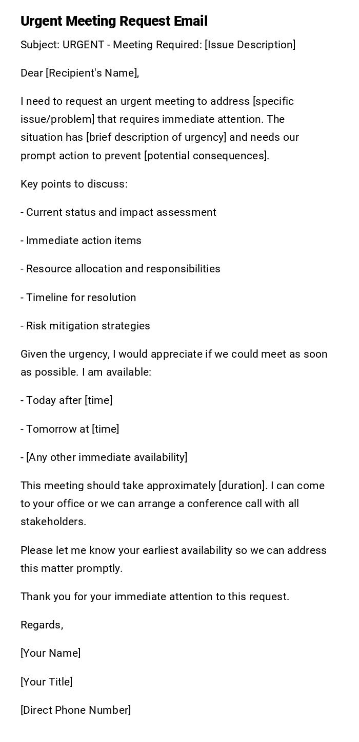 Urgent Meeting Request Email