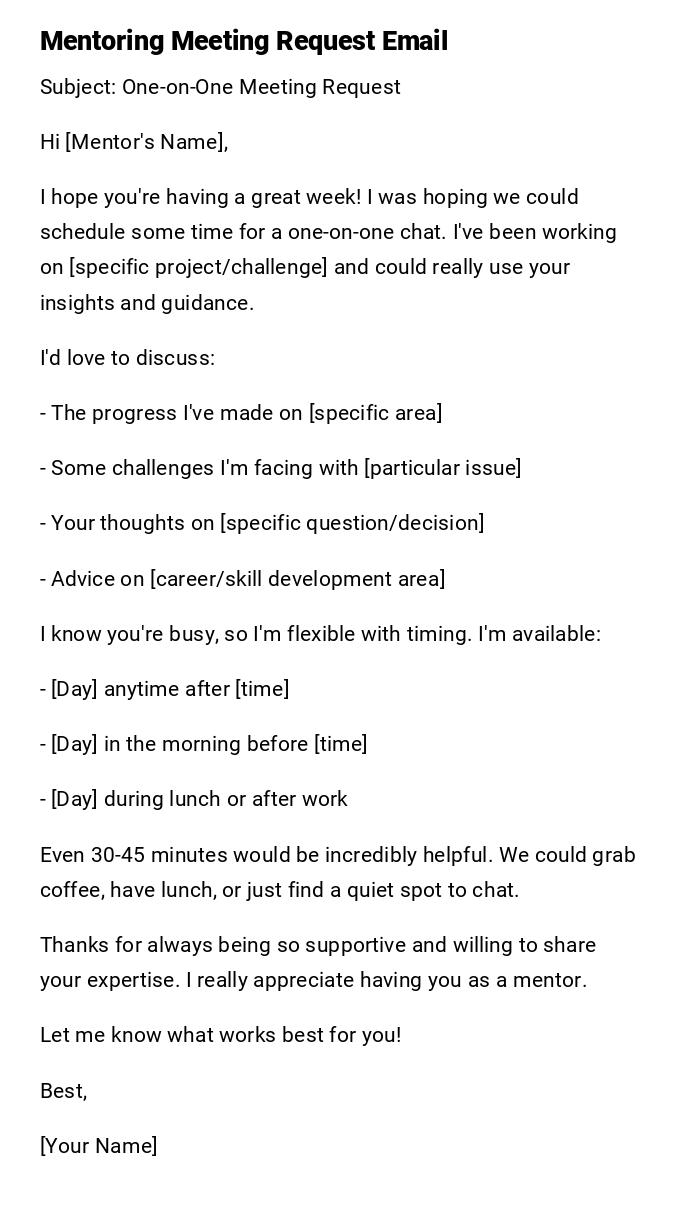 Mentoring Meeting Request Email