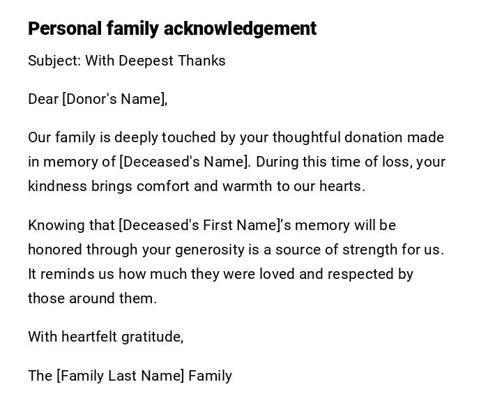 Personal family acknowledgement Personal family acknowledgement