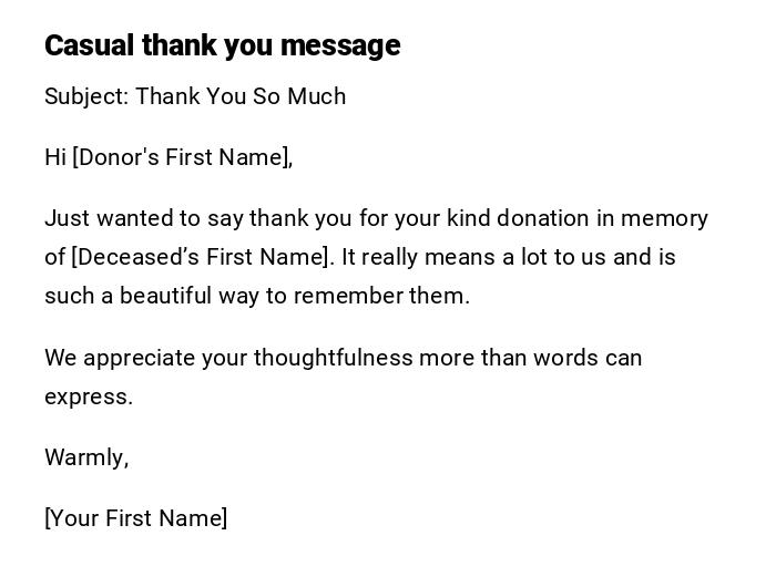 Casual thank you message Casual thank you message