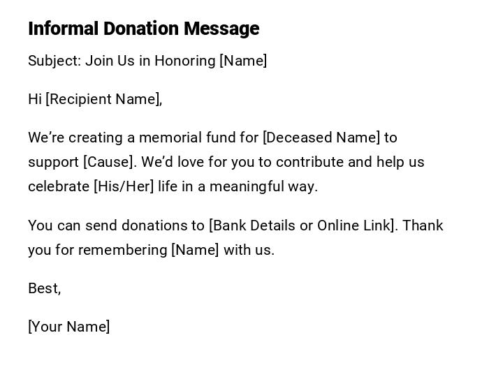Informal Donation Message
