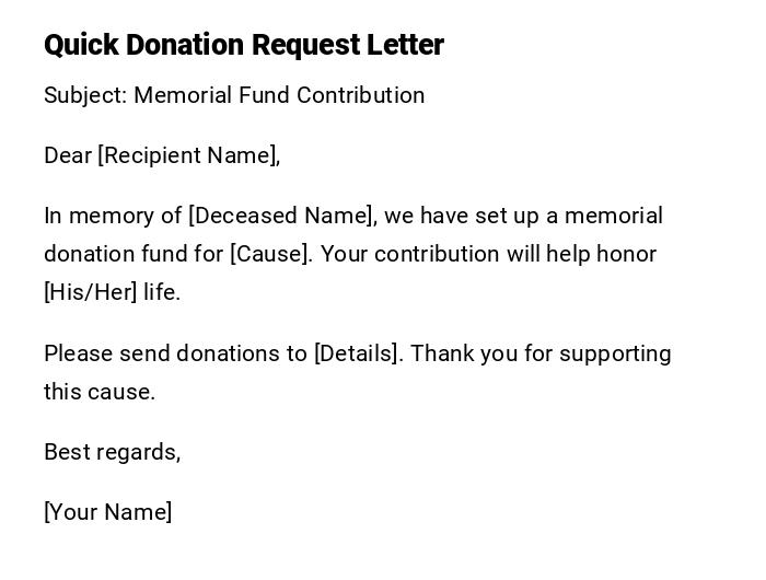 Quick Donation Request Letter