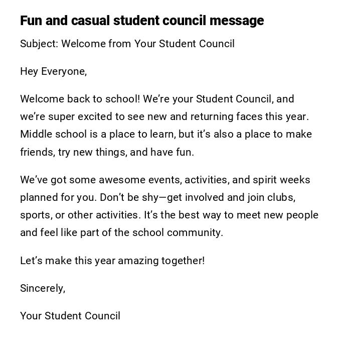 Fun and casual student council message Fun and casual student council message