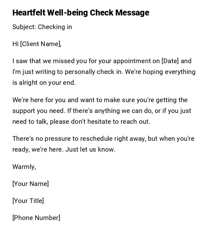 Heartfelt Well-being Check Message Heartfelt Well-being Check Message