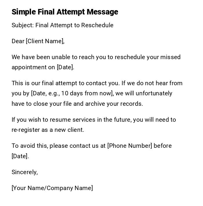 Simple Final Attempt Message Simple Final Attempt Message
