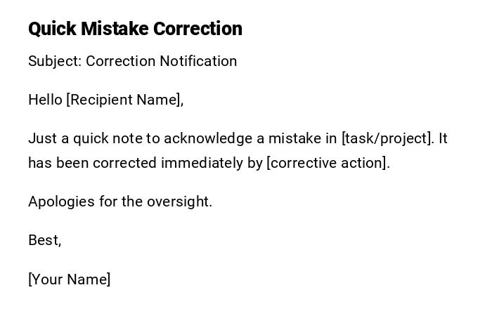 Quick Mistake Correction Quick Mistake Correction