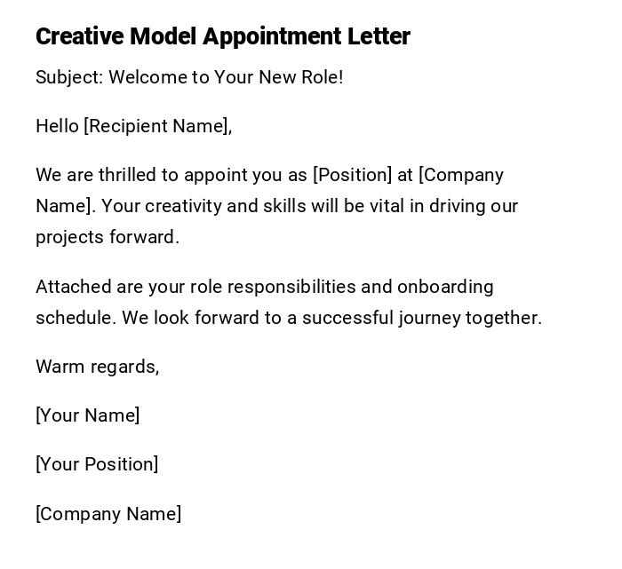 Creative Model Appointment Letter Creative Model Appointment Letter
