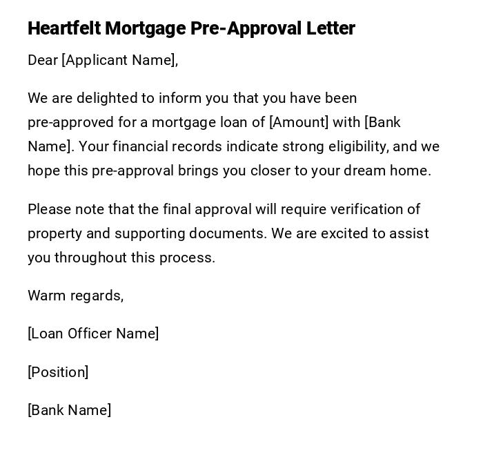 Heartfelt Mortgage Pre-Approval Letter