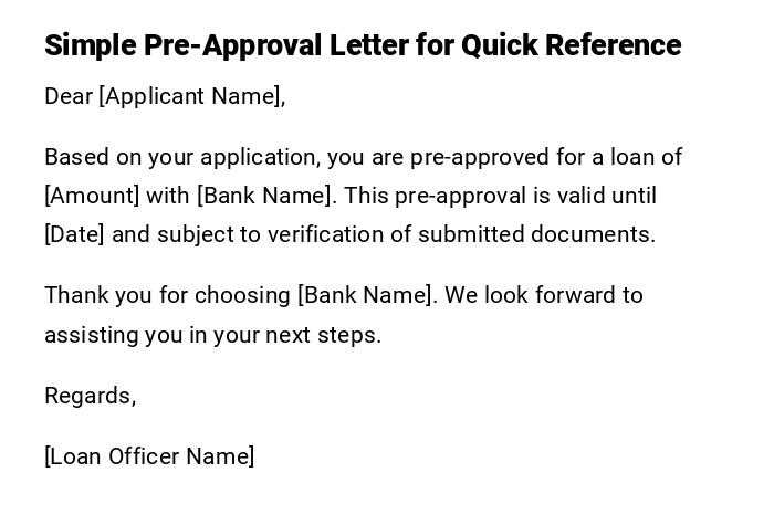 Simple Pre-Approval Letter for Quick Reference