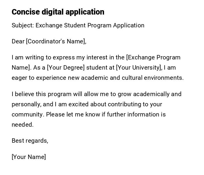 Concise digital application