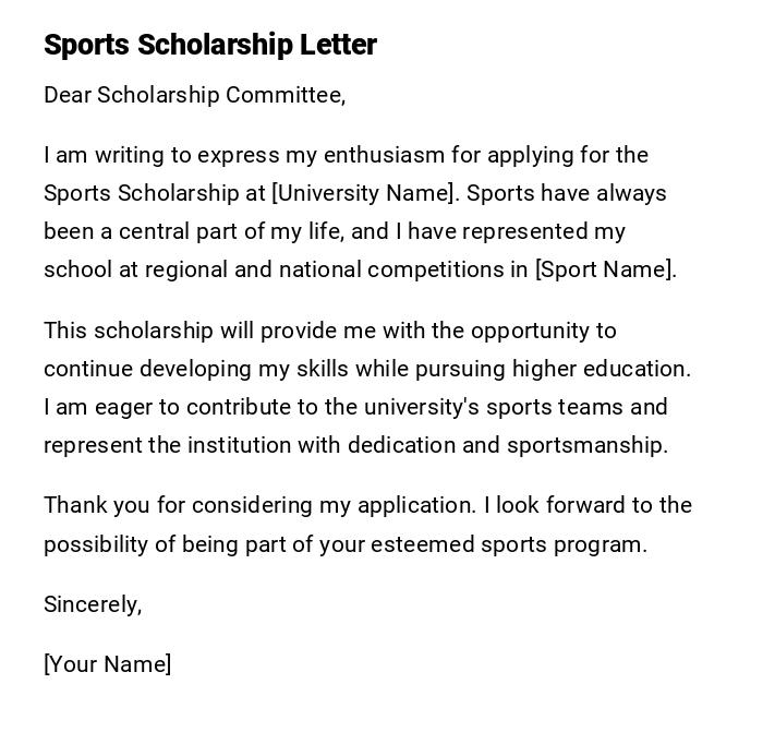 Sports Scholarship Letter