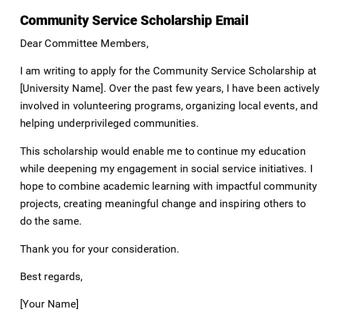 Community Service Scholarship Email