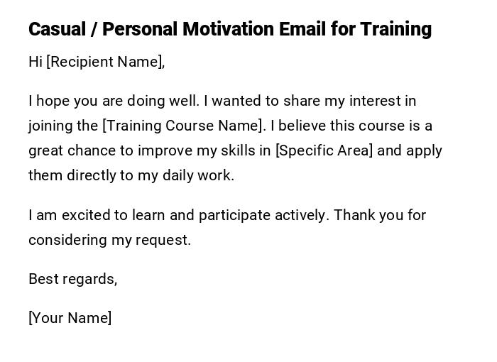 Casual / Personal Motivation Email for Training