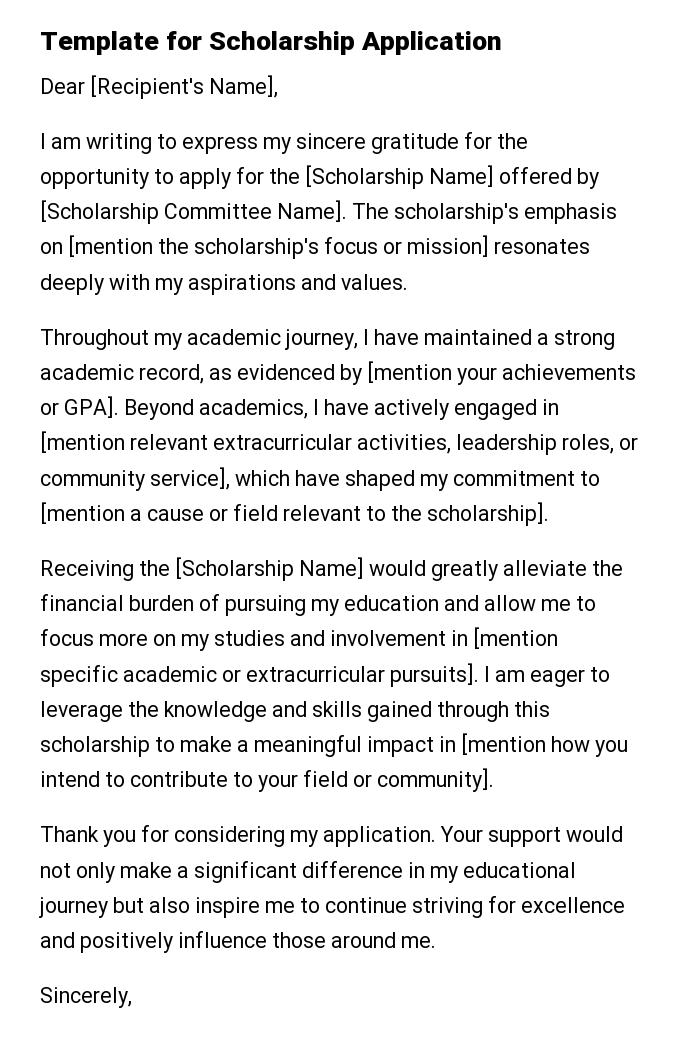 Template for Scholarship Application