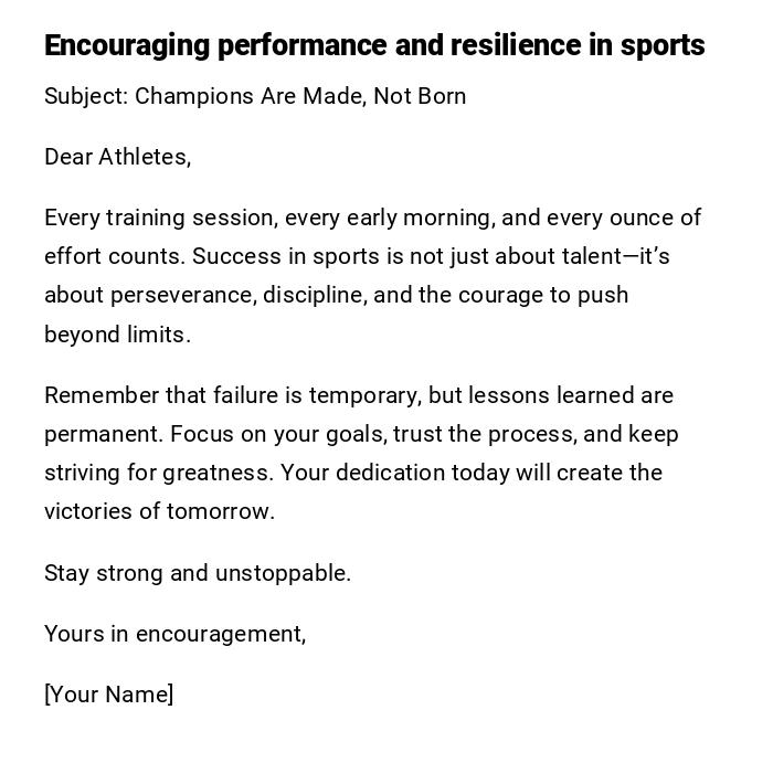 Encouraging performance and resilience in sports Encouraging performance and resilience in sports