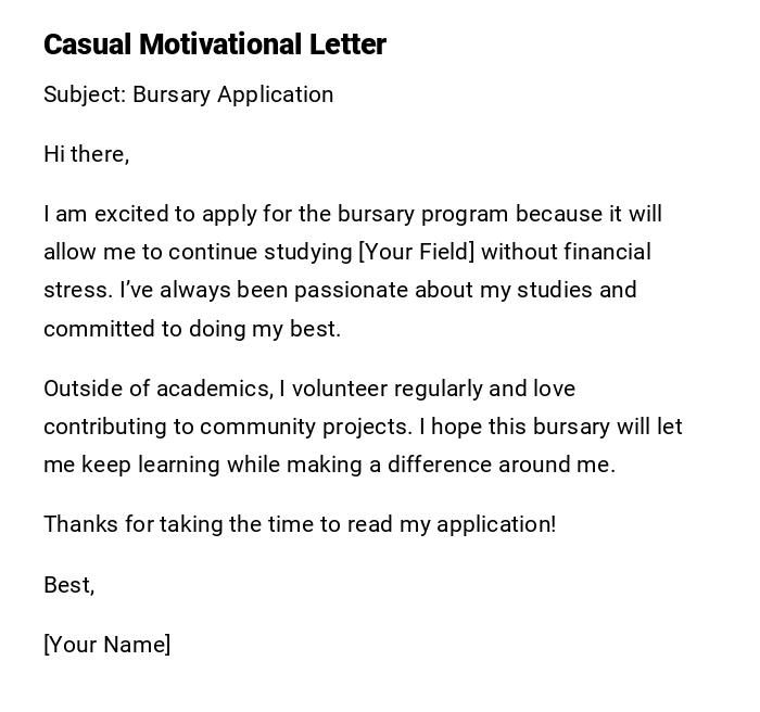 Casual Motivational Letter Casual Motivational Letter