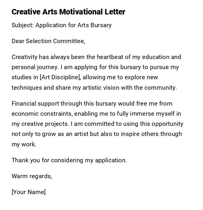 Creative Arts Motivational Letter Creative Arts Motivational Letter