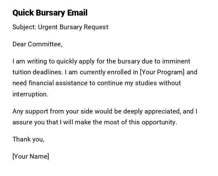 Quick Bursary Email Quick Bursary Email